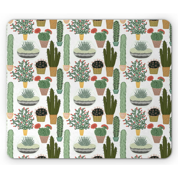 Euger Cactus and Green Plants Mouse Pad Customized Cactus Rectangle Non-Slip Rubber Mousepad Gaming Mouse Pad 